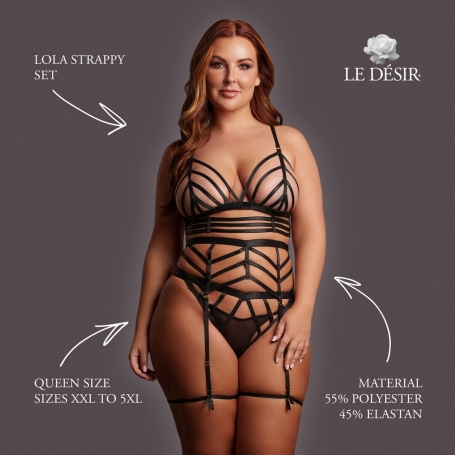 LE DÉSIR LOLA STRAPPY SET QUEEN SIZE BLACK