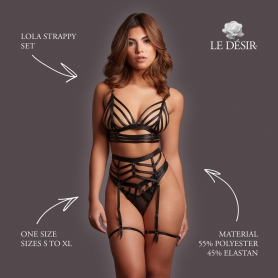 LE DÉSIR LOLA STRAPPY SET QUEEN SIZE BLACK