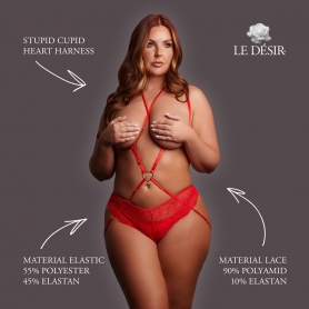 LE DÉSIR STUPID CUPID HEART HARNESS QUEEN SIZE RED