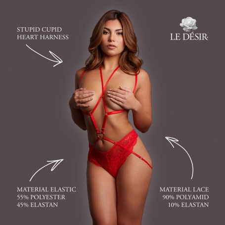 ARNÊS CORPORAL STUPID CUPID HEART VERMELHO LE DÉSIR