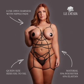 LE DÉSIR LUXE OPEN HARNESS WITH NIPPLE PADS QUEEN SIZE 