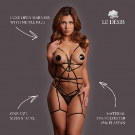 LE DÉSIR LUXE OPEN HARNESS WITH NIPPLE PADS 