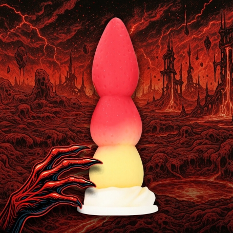 PLUG ANAL MONSTER EN SILICONE WHIPPED BERRY ROUGE/JAUNE OUCH!