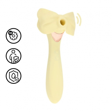 LOVELINE DARLING AIRTAP WAND VIBRATOR WITH FIVE HEAD ATTACHMENTS YELLOW