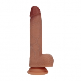 REALROCK DUAL DENSITY SILICONE REALISTIC VIBRATING THRUSTING DILDO WITH BALLS 7 /17.8 CM TAN