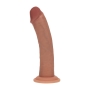 REALROCK DUAL DENSITY SILICONE CURVED REALISTIC VIBRATING DILDO WITH SUCTION CUP 8 /20.3 CM TAN