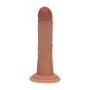 REALROCK DUAL DENSITY SILICONE CURVED REALISTIC VIBRATING DILDO WITH SUCTION CUP 6 /15.5 CM TAN