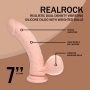 VIBRATEUR RECHARGEABLE AVEC TESTICULES DUAL DENSITY LIQUID SILICONE CURVED 7 /18 CM FLESH REALROCK