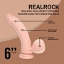 REALROCK DUAL DENSITY RECHARGEABLE LIQUID SILICONE VIBRATOR CURVED WITH WEIGHTED BALLS 6 /15 CM FLESH