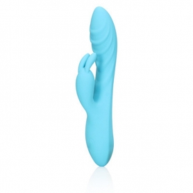 LOVELINE RIBBED ULTRA SOFT SILICONE RABBIT VIBRATOR GLACIAL BLUE