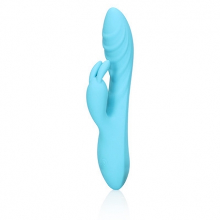 LOVELINE RIBBED ULTRA SOFT SILICONE RABBIT VIBRATOR GLACIAL BLUE