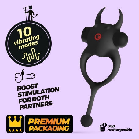 CRUSHIOUS DAEMON COCKRING WITH RECHARGEABLE VIBRATING BULLET BLACK