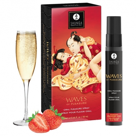 SPRAY POUR SEXE ORAL AU ARÔME CHAMPAGNE/FRAISE WAVES OF PLEASURE 20 ML SHUNGA