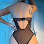 BODY DE MALLA TRANSPARENTE HALTER WITH ZIP-DOWN FRONT DE NAMOUR