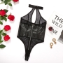 BODY EN MAILLE TRANSPARENTE HALTER WITH ZIP-DOWN FRONT DE NAMOUR