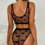 CONJUNTO DE 2 PIEZAS SHEER LACE HEART NEGRO DE NAMOUR