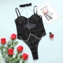 DE NAMOUR MESH TEDDY WITH BODYCHAIN AND COLLAR BLACK