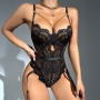 BODY DE ENCAJE TRANSPARENTE CUT-OUT NECKLINE CHAIN NEGRO DE NAMOUR