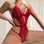 DE NAMOUR LACE CUT-OUT TIE-UP OPEN BACK TEDDY WINE RED