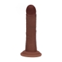 DUAL DENSITY SILICONE CURVED REALISTIC DILDO WITH SUCTION CUP - 6 / 15,5 CM - BROWN