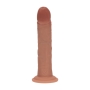 DUAL DENSITY SILICONE CURVED REALISTIC DILDO WITH SUCTION CUP - 8 / 20,5 CM - TAN