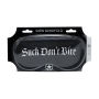 OUCH! SUCK DON'T BITE PRINTED SATIN MASK BLACK
