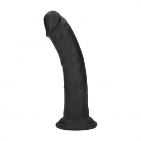 DUAL DENSITY SILICONE CURVED REALISTIC DILDO WITH SUCTION CUP - 7 / 18,5 CM - BLACK