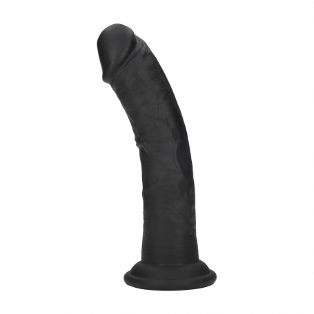 DUAL DENSITY SILICONE CURVED REALISTIC DILDO WITH SUCTION CUP - 7 / 18,5 CM - BLACK