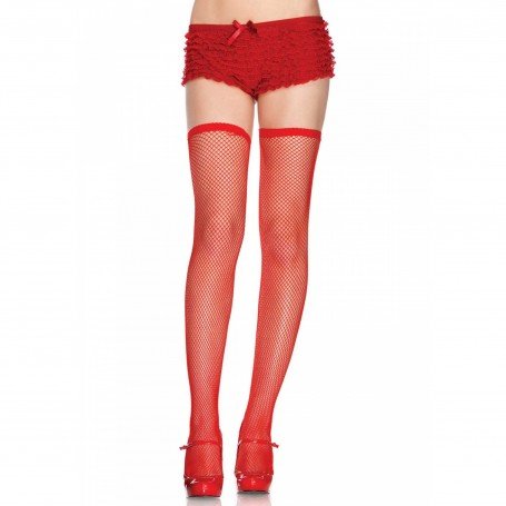 RED FISHNET THIGH HIGHS