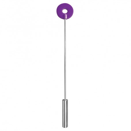 OUCH! LEATHER CIRCLE TIPPED METAL CROP PURPLE