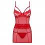 OBSESSIVE 829-CHE CHEMISE AND THONG RED