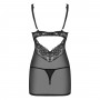 OBSESSIVE 867-CHE CHEMISE AND THONG BLACK